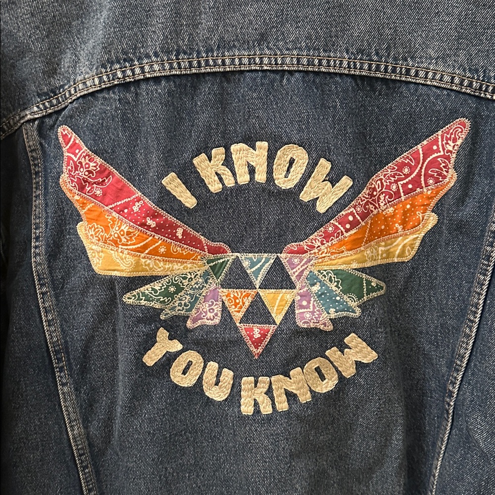 LEVI “I Know You Know”  denim jean trucker pride jacket XXL - Picture 2 of 7